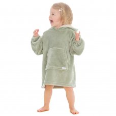 18C904: Infants Plain Oversized Plush Hoodie- Sage (One Size - 18 Months- 3 Years)